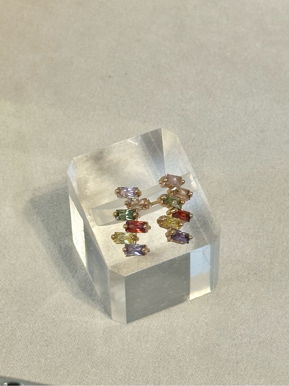 Colorful Baguette Gold Filled Earring